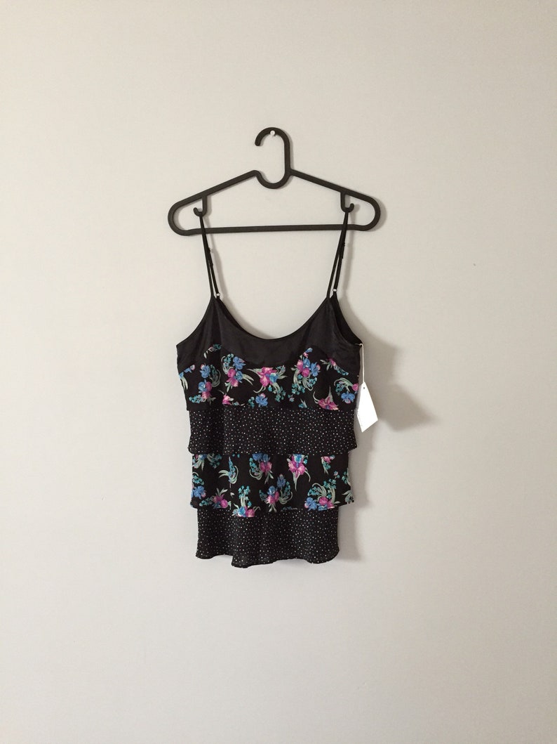 BOTANICAL top floral ruffles top confetti and flowers tank top image 1