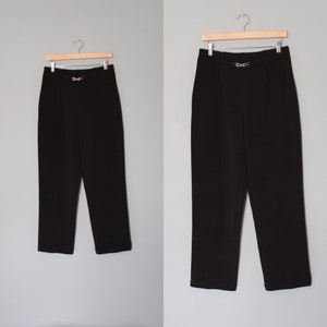 1990s metal buckle front pants