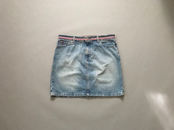 Tommy Hilfiger denim mini skirt / 1990s ultra mini