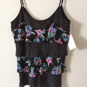 BOTANICAL top floral ruffles top confetti and flowers tank top image 3