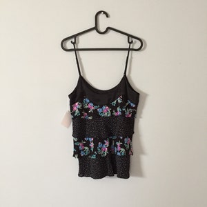BOTANICAL top floral ruffles top confetti and flowers tank top image 8
