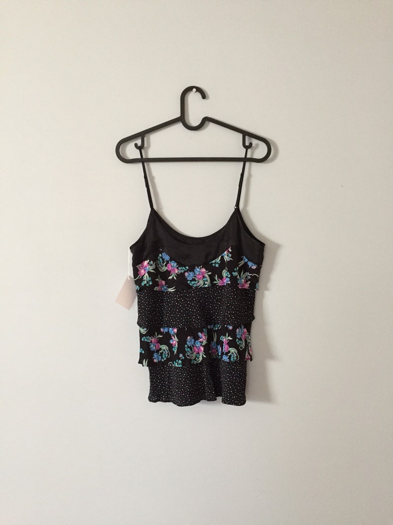 BOTANICAL top floral ruffles top confetti and flowers tank top image 8