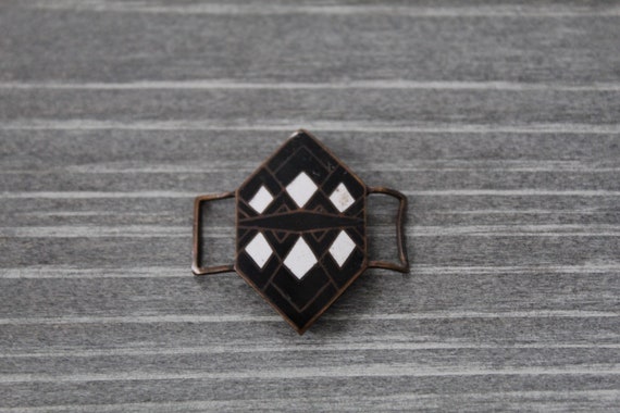 ART DECO mosaic buckle | 1930s black and white art