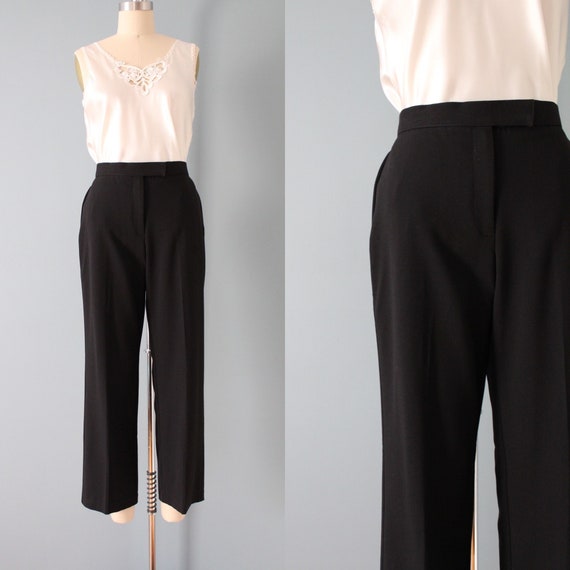 vintage minimalist pants | 90s aline cropped flar… - image 1