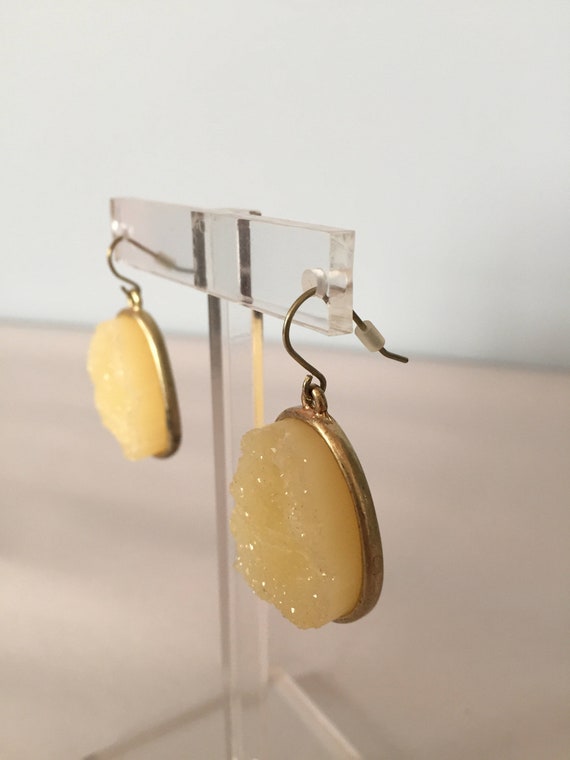 druzy lemon yellow earrings | druzy stone dangle d