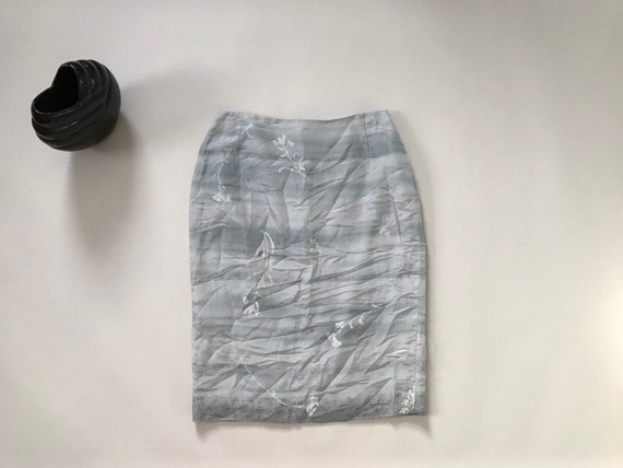UNGARO silk skirt | ice blue pastel ombre skirt |
