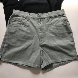 HALSTON denim shorts | olive green high waisted shorts