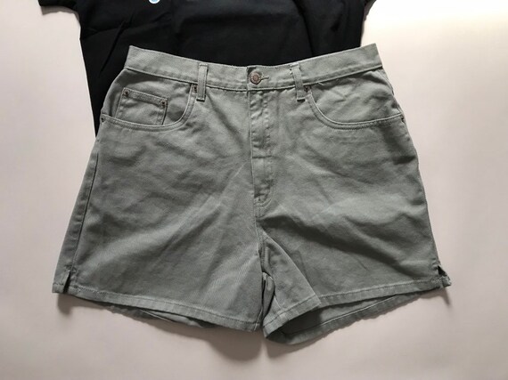 HALSTON denim shorts | olive green high waisted s… - image 1