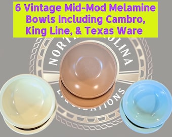 6 Vintage Melamine Bowls Restaurant Ware Different Manufacturer King Line Texas Ware Cambro WH1