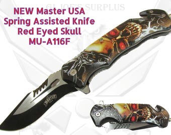 NEW Master Spring Assist Color Skull Pocket Knife 4G1 I18