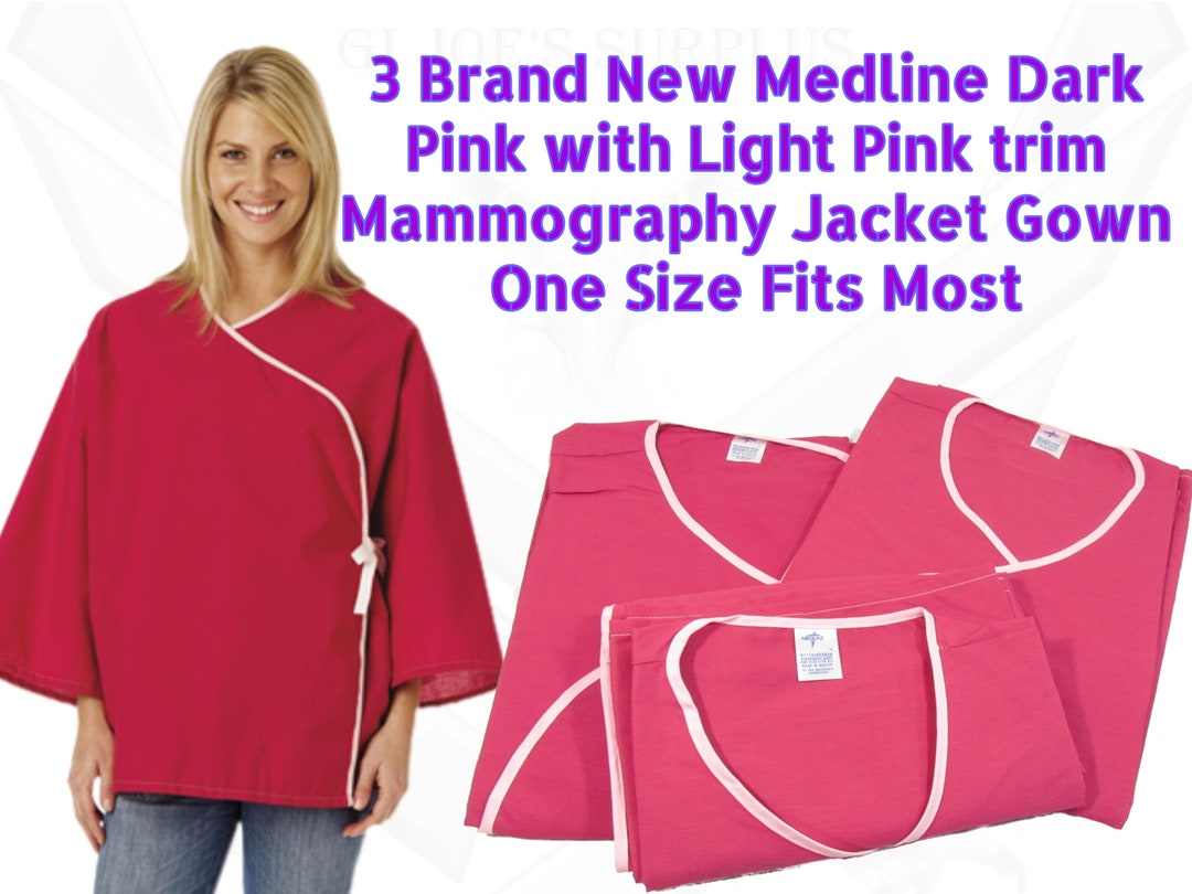 3 NEW Medline Mammography Patient Jacket Gown Pink One Size Etsy