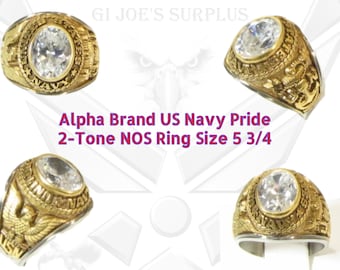 Alpha New NOS Military Navy Pride 2-Toned Silver Gold Ring Sz 5.75 2C2
