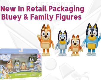 New Bluey & Family 4pc Poseable 2"-3" Figure Set Original Retail Packaging WH1