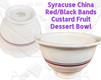 Syracuse China Vintage Red & Black Band Custard Fruit Dessert Side Bowl WH1