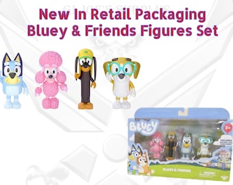 New Bluey & Friends 4pc Poseable 2"-3" Figure Set Original Retail Packaging WH1
