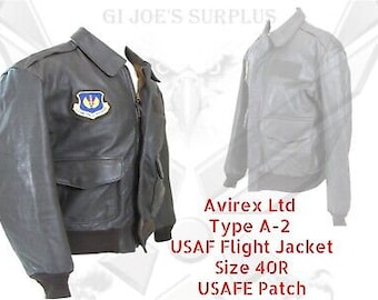Avirex DSCP Type A2 USAF Leather Flight Pilot Jacket Air Forces Europe Patch 40