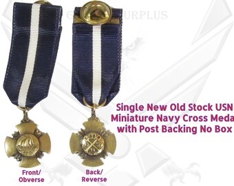 New NOS US Military USN Navy Cross Mini Miniature Medal Post Back No Box 2C4
