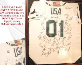 MLB Authenticated 9/11 Jersey Charity Game Tampa Bay Devil Rays Team Signed