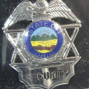 Obsolete New Ira Green Premium Security Officer Badge Shield Ohio Seal 4A1