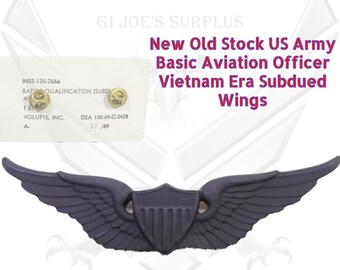 Vintage New NOS Vietnam Army Basic Aviation Badge Subdued Wings 5D4
