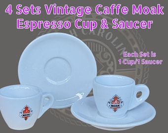 Lot of 4 Vintage Caffè Moak Eurocups and XCF Brands Restaurant Espresso Cups & Saucers WH1