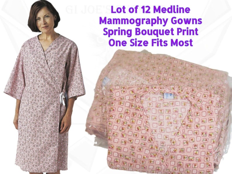 12 NEW Medline Mammography Patient Jacket Gown Spring Bouquet One Size