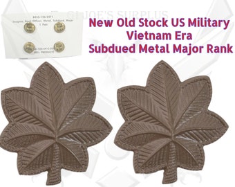 Pair Subdued Military Vietnam Era 1969 Major 04 Metal Collar Shoulder Rank 5E4
