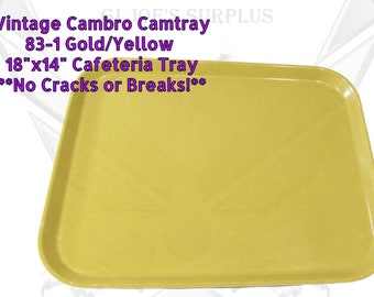 One Vintage Cambro Fiberglass 83-1 Camtray Gold Cafeteria Lunch Tray 18x14