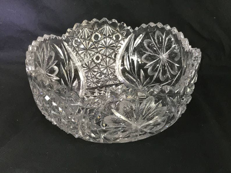 American Brilliant Period Hand Cut Leaded Crystal Bowl Circa 18761916