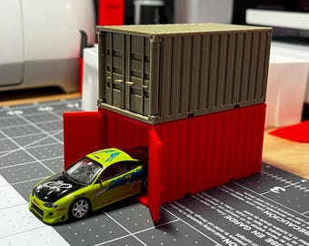 1:64 Diecast Car Shipping Container Display with doors - 3D Printed