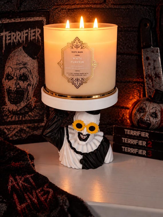 3MF DIGITAL FILE for Art the Clown/Terrifier wearing Sunflower glasses Candle Holder for 3 wick Bath and Body works Candles.