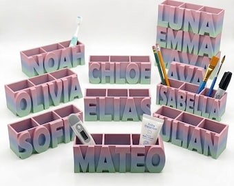 CUSTOM 3MF DIGITAL FILE for Custom made Name Organizer for 3D printers - Custom name organizer for Nursery items or Pencils or Desk items.