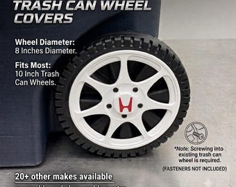 JDM Type R Style Trash Can Wheel Covers, Screwable Center Caps (20+ Makes)