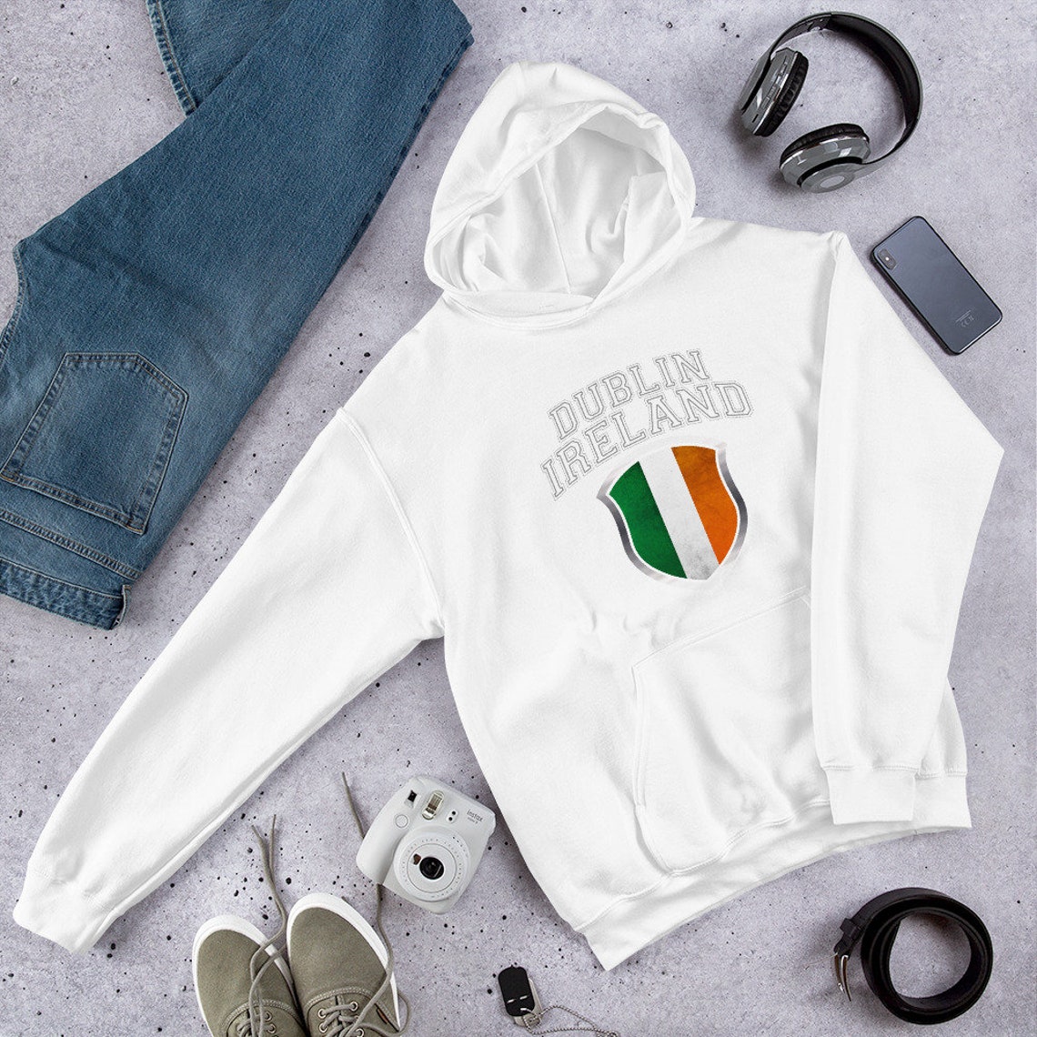 Dublin Ireland Hoodie with Grunge Irish Flag Crest Hooded Etsy
