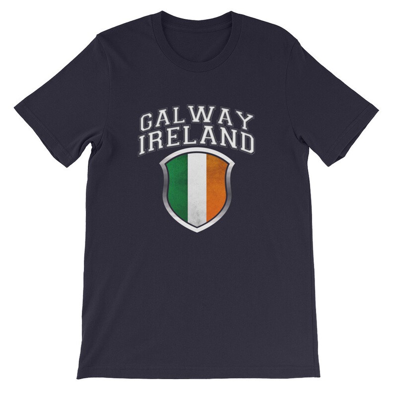 Galway Ireland T Shirt With Grunge Irish Flag Crest Etsy