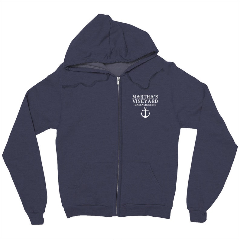 Nautical Martha's Vineyard Massachusetts Zip up Hoodie Etsy
