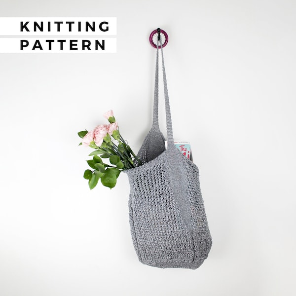 Market Bag Knitting Pattern, Mesh Tote Bag Knit Pattern