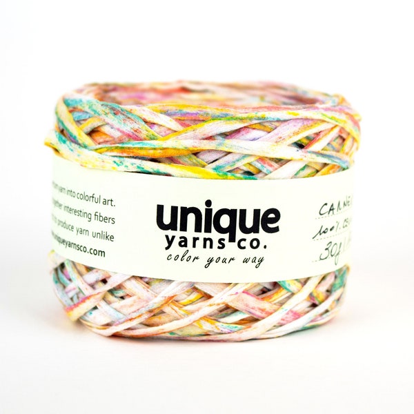 Multicolor Soft Raffia Yarn, Natural Fibers, Rainbow Worsted Yarn