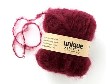 Ultra Fine Fluffy Burgundy Wool and Alpaca Yarn, Furry Effect, Super Soft