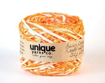 Juicy Orange Chunky Cotton Yarn, Thick Tape Cotton Yarn