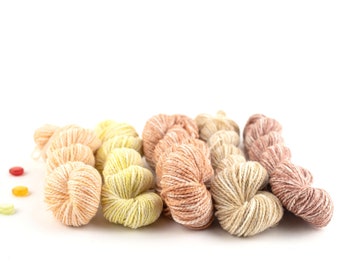 Sunshine wool mini skein set, natural hand dyed yarn, warm colors wool, 20gr each skein