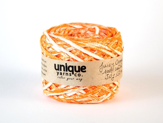Juicy Orange Chunky Cotton Yarn, Thick Tape Cotton Yarn