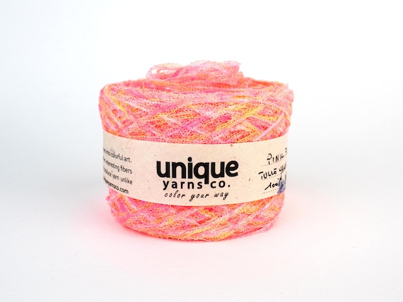 Pink and Orange Colorful Yarn, Tape Tulle Yarn, Viscose Light