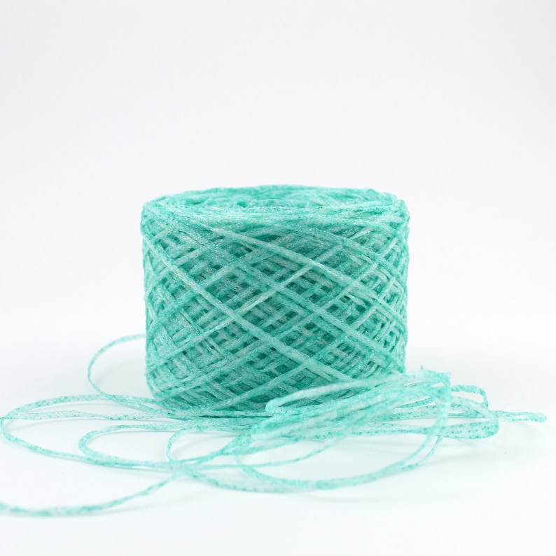 Recycled Plastic Yarn made from Plastic Bottles, Shiny Green Sturdy yarn for Homedecor Projects image 9