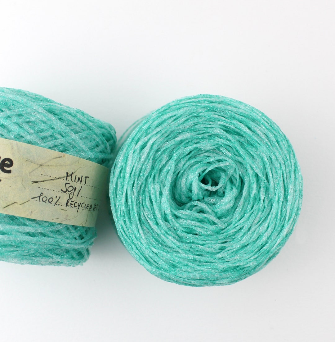 Recycled Plastic Yarn Made From Plastic Bottles, Shiny Green Sturdy