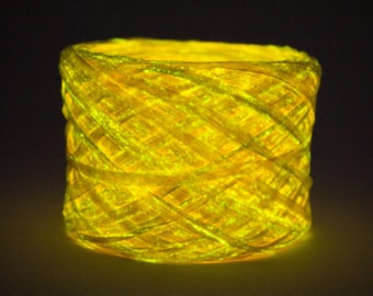 Orange Glow in the Dark Yarn, Phosporescent Yarn, Soft Raffia