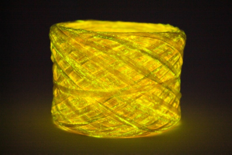 Orange Glow in the Dark Yarn, Phosporescent Yarn, Soft Raffia image 1