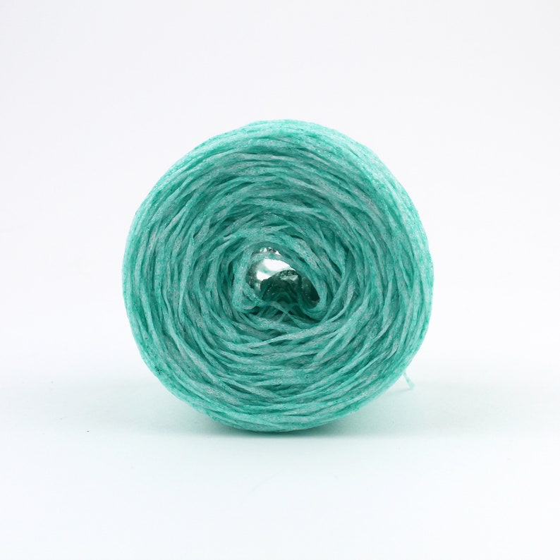 Recycled Plastic Yarn made from Plastic Bottles, Shiny Green Sturdy yarn for Homedecor Projects image 8