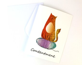 Cat & Yarn Card, Card for Cat and Yarn Lover