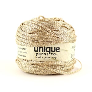 Bright Gold Lurex Yarn, Sparkle Metallic Yarn, Yellow Gold Soft Ribbon Yarn, knitting, Crochet or Wall Hanging Projects, Shining yarn